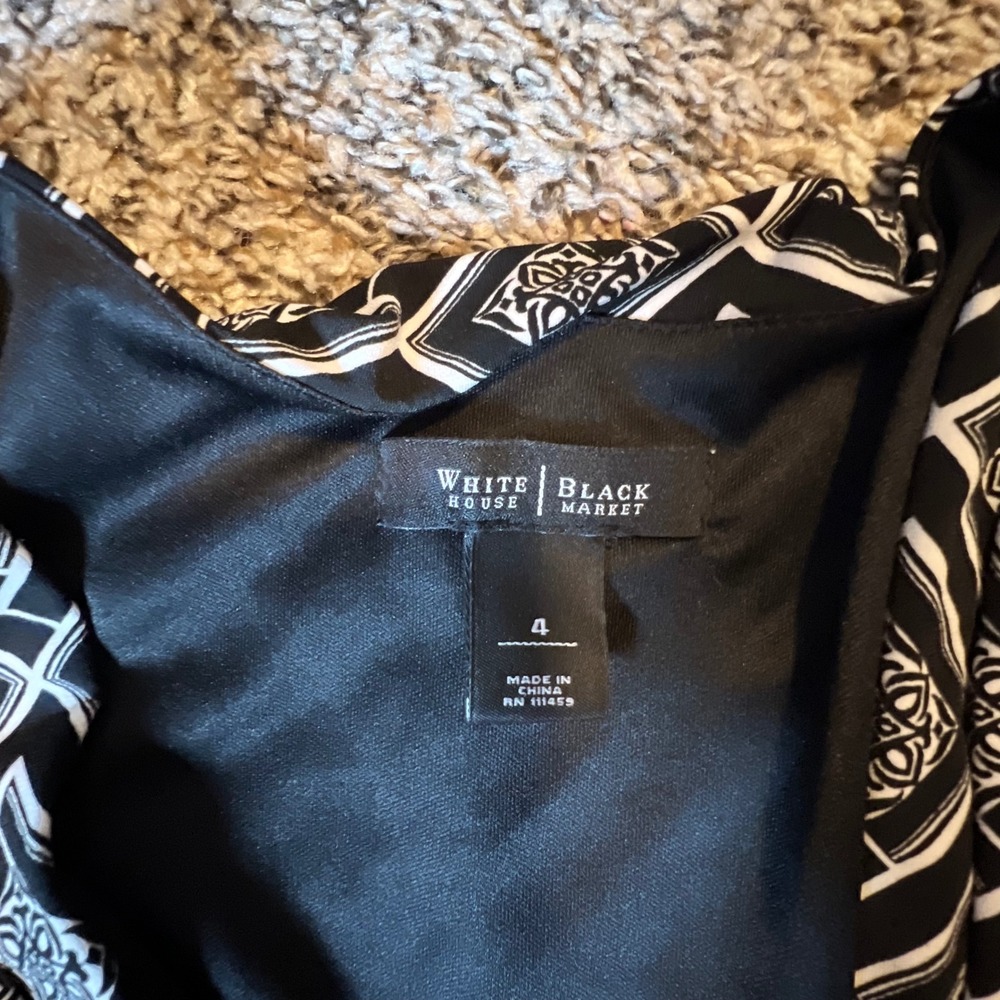 White House Black Market Black and White Geometric Midi Dress - Picture 2 of 5